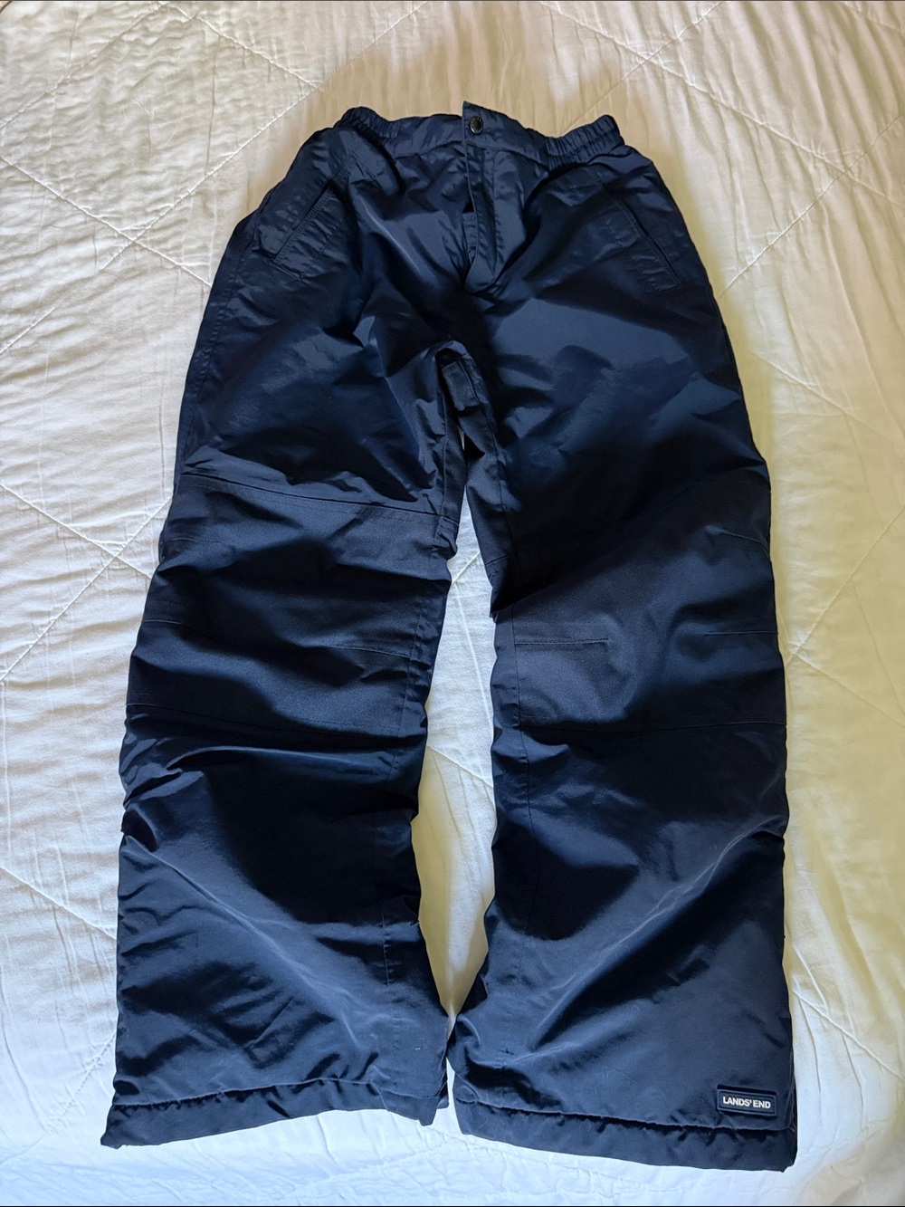 Lands' End Youth Dark Navy Insulated Snow Pants With Reinforced Knees